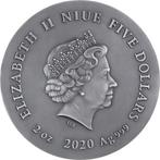 Niue. 5 Dollars 2020 Gray Wolf Wildlife in the Moonlight, Postzegels en Munten
