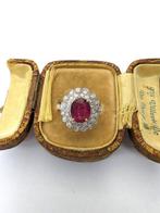 Ring - 18 karaat Geel goud, Witgoud Robijn - Diamant