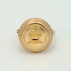Bague - 18 carats Or jaune Diamant (Naturelle) - Robijn, Nieuw