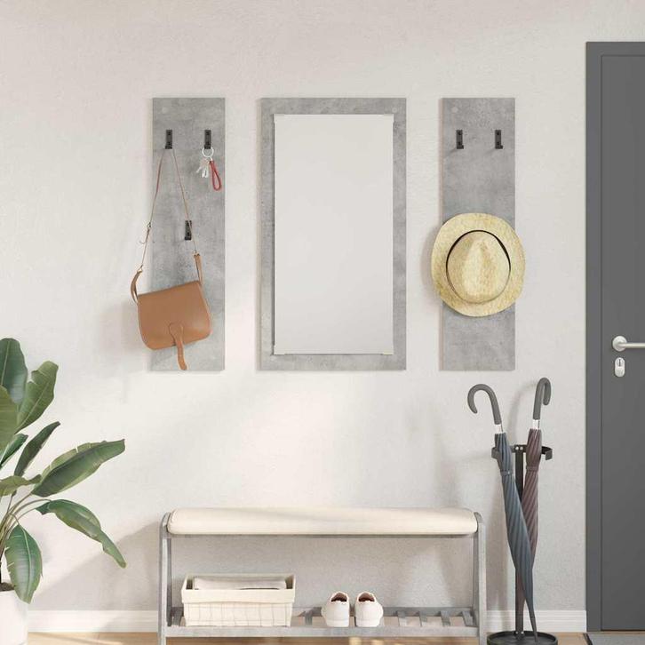 vidaXL Wandgemonteerde kapstok met opslag Betongrijs 96 x, Huis en Inrichting, Kasten | Wandmeubels, Nieuw, Verzenden