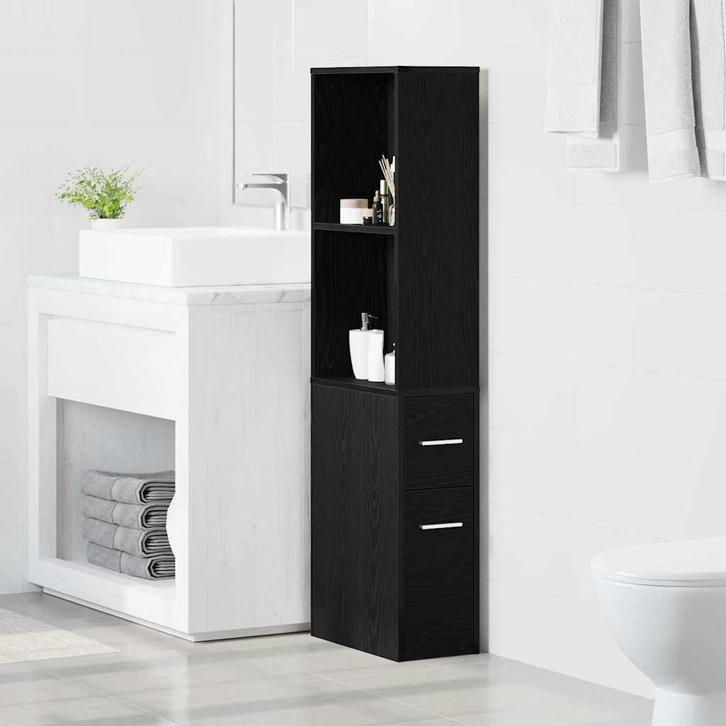 vidaXL Smalle badkamer kast Zwart eiken 22 x 41 x 135 cm, Huis en Inrichting, Kasten | Overige, Nieuw, Verzenden