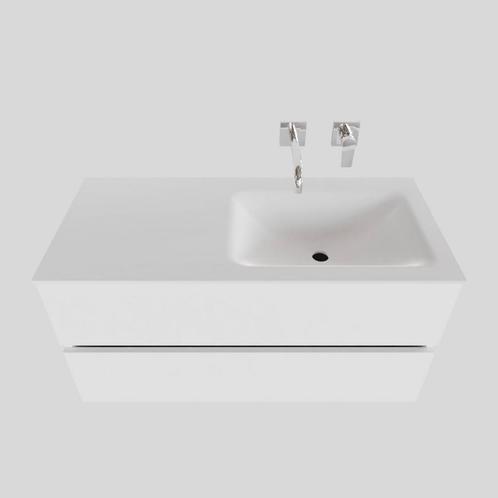Badkamermeubel Solid Surface BWS Oslo 100x46 cm Rechts Mat, Doe-het-zelf en Bouw, Sanitair, Bad, Nieuw, Ophalen of Verzenden