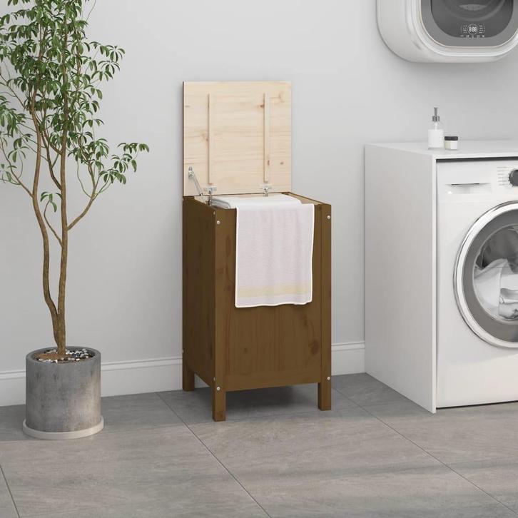 vidaXL Wasmand 44x44x76 cm massief grenenhout honingbruin, Huis en Inrichting, Woonaccessoires | Overige, Nieuw, Verzenden