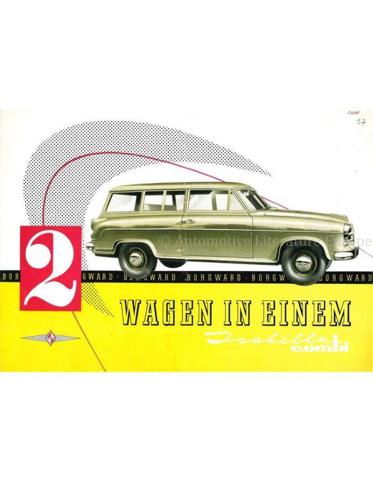 1957 BORGWARD ISABELLA COMBI BROCHURE NEDERLANDS, Boeken, Auto's | Folders en Tijdschriften, Ophalen of Verzenden