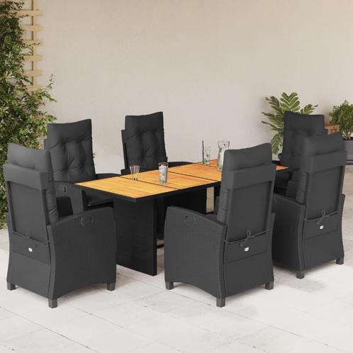vidaXL 7-delige Tuinset met kussens poly rattan zwart, Tuin en Terras, Tuinsets en Loungesets, Tuinset, Nieuw, Verzenden