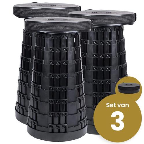 Set Van 3 Stuks ! Alora Opvouwbare Kruk Extra Strong - Zwart, Huis en Inrichting, Stoelen, Nieuw