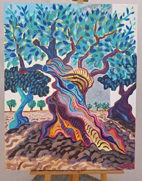 Kirsty Wain - Olive trees in Altea Old Town (Marina Baixa, Antiek en Kunst, Kunst | Schilderijen | Modern
