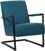 Blauwe leren industriële stalen stoel - Toledo Leer, Nieuw, Modern, Leer, Ophalen of Verzenden
