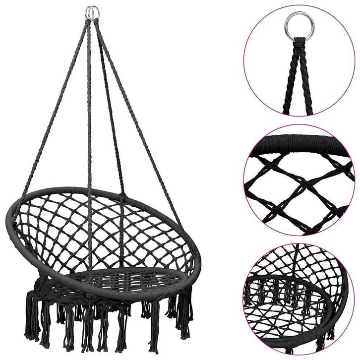 vidaXL Hangstoel 80 cm antracietkleurig, Kinderen en Baby's, Speelgoed | Buiten | Speeltoestellen, Nieuw, Verzenden