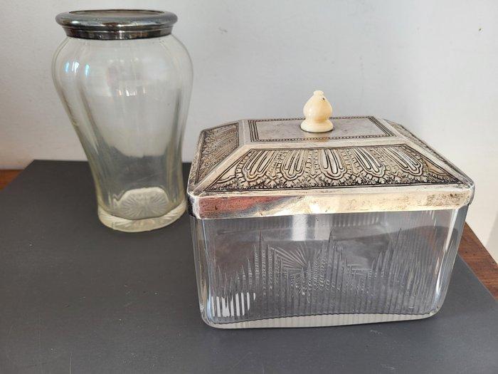 Vase monture argent - Vase - Cristal, Argent - et boite a, Antiquités & Art, Antiquités | Verre & Cristal