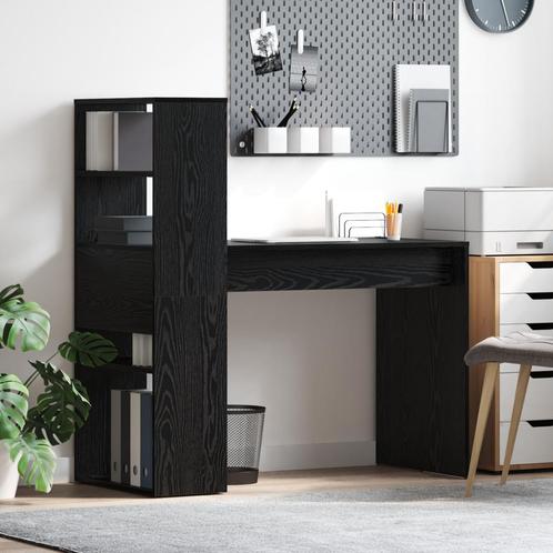 vidaXL Bureau met Opbergruimte - Zwart Eiken, 113x54x120 cm,, Huis en Inrichting, Bureaus, Nieuw, Verzenden