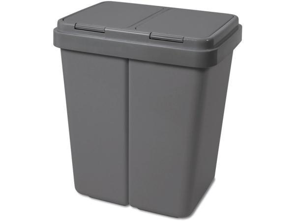 Veiling - Alpfa dubbele afvalbak 50L Antraciet, Huis en Inrichting, Woonaccessoires | Prullenbakken
