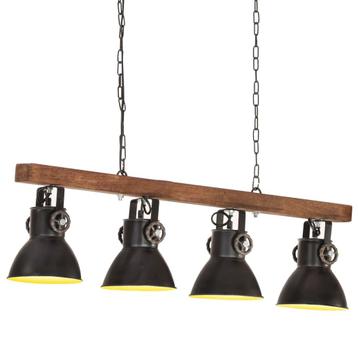 vidaXL Plafondlamp industrieel E27 mangohout zwart, Huis en Inrichting, Verzenden, Nieuw