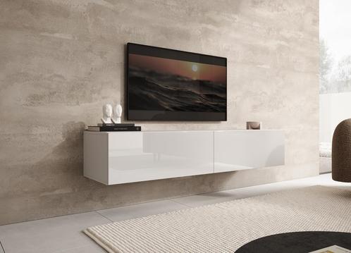 Meubella | TV-Meubel - Wit - 160cm | Staand of hangend, Huis en Inrichting, Kasten |Televisiemeubels, 25 tot 50 cm, Nieuw, 150 tot 200 cm