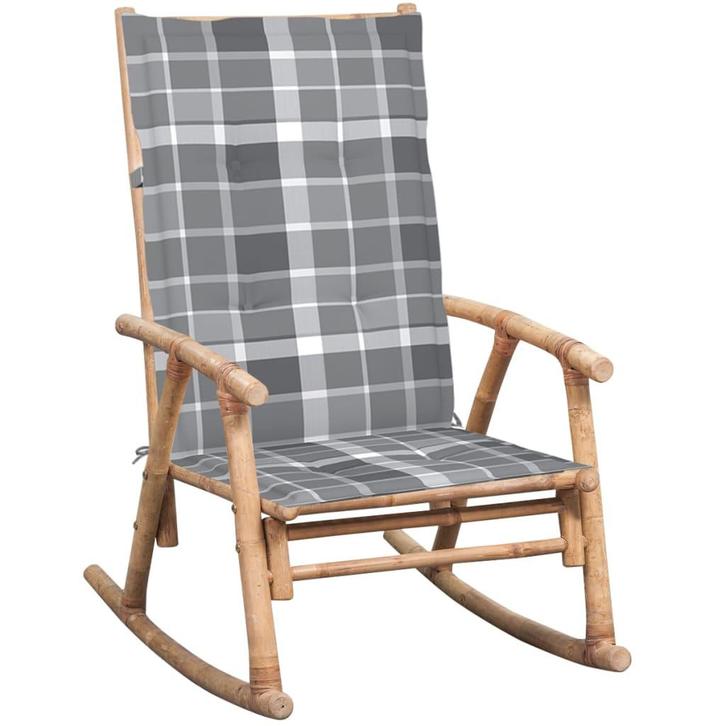 vidaXL Schommelstoel met kussen bamboe, Tuin en Terras, Tuinstoelen, Nieuw, Verzenden