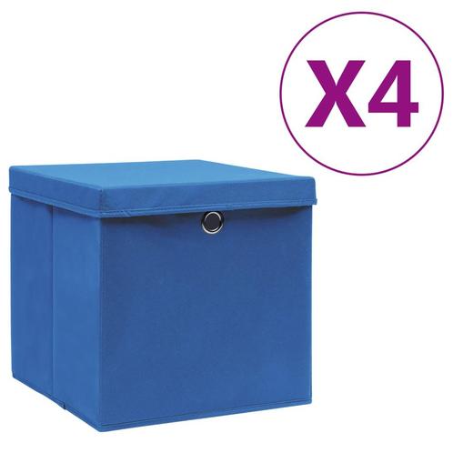 vidaXL Opbergboxen met deksel 4 st 28x28x28 cm blauw, Bricolage & Construction, Casiers & Boîtes, Envoi