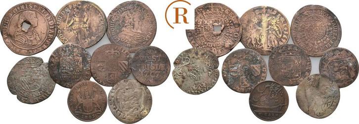 Lot 9 munten, Rechenpfennige en andere Nederland:, Postzegels en Munten, Munten | Europa | Niet-Euromunten, België, Verzenden