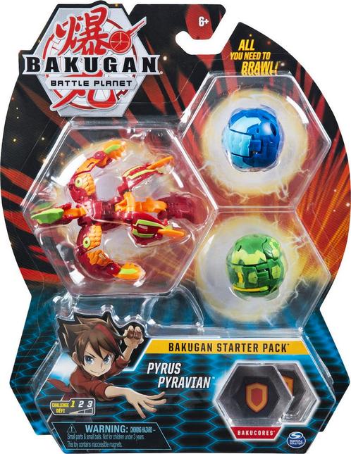 Bakugan - Starter Pack met 3 Bakugan - Pyrus  Pyravian, Kinderen en Baby's, Speelgoed | Actiefiguren, Verzenden