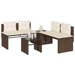 vidaXL 4-delige Loungeset met kussens poly rattan bruin, Tuin en Terras, Verzenden, Nieuw, Loungeset