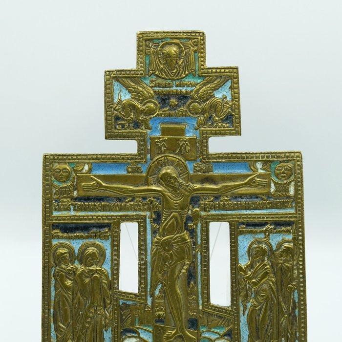 Icône - Crucifixion du Christ - Bronze, Émail, Antiek en Kunst, Kunst | Niet-Westerse kunst