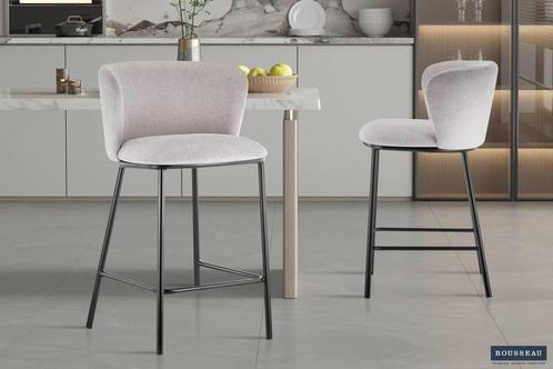 Barstoel Arthur Stof Beige Poten metaal en bekleding stof, Huis en Inrichting, Stoelen, Overige kleuren, Nieuw, Stof, Ophalen of Verzenden