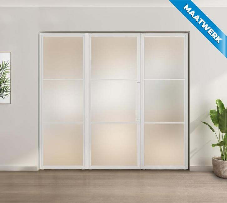 Enkele stalen taatsdeur met glaspaneel, 3 vlaks, wit, mat gl, Doe-het-zelf en Bouw, Deuren en Vliegenramen, Overige typen, Nieuw