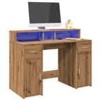 vidaXL Bureau met LED-verlichting 120x55x91 cm hout, Verzenden, Nieuw