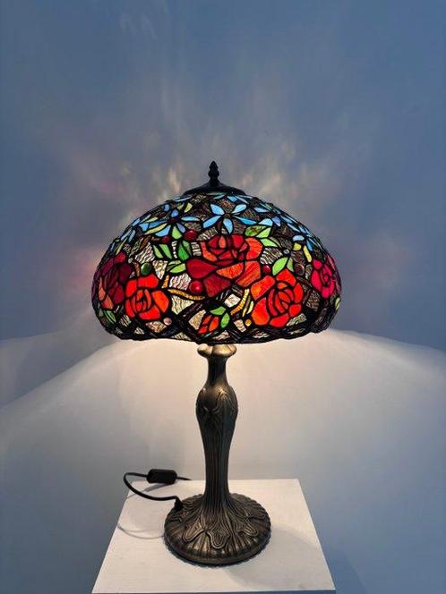 Stile Tiffany - Tafellamp - Glas-in-lood, Antiek en Kunst, Curiosa en Brocante