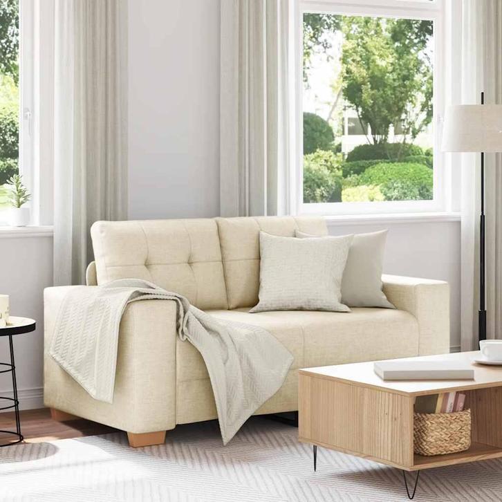 vidaXL Loveseat Bank Linnen 120 cm, Huis en Inrichting, Zetels | Zetels, Nieuw, Verzenden