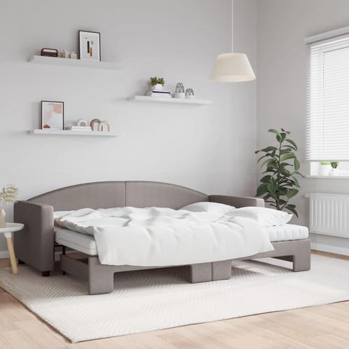 vidaXL Slaapbank met onderschuifbed en matrassen 80x200 cm, Huis en Inrichting, Slaapkamer | Bedden, Nieuw, Verzenden