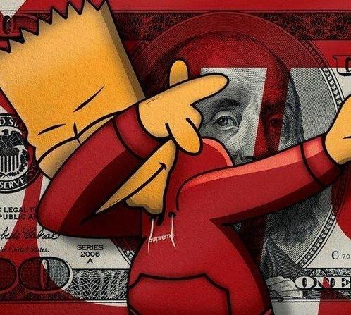 I_KONIQ (1969) - Dollar Supreme Bill XXXXL - AI, Antiek en Kunst, Kunst | Schilderijen | Modern