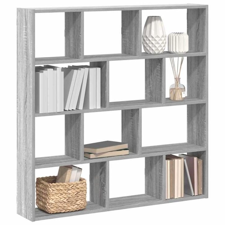 vidaXL Wandschap kubus 12 vakken bewerkt hout grijs sonoma, Huis en Inrichting, Kasten | Wandmeubels, Nieuw, Verzenden