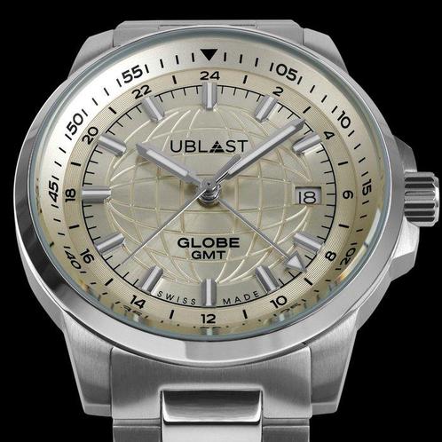 Ublast - Globe GMT - Swiss Made - REF.UBGLO40CHA - Ltd, Handtassen en Accessoires, Horloges | Heren