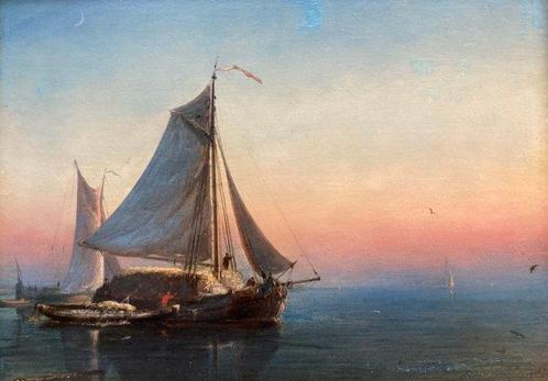 Petrus Paulus Schiedges (1812/13-1876) - Graanboot voor de, Antiek en Kunst, Kunst | Schilderijen | Klassiek