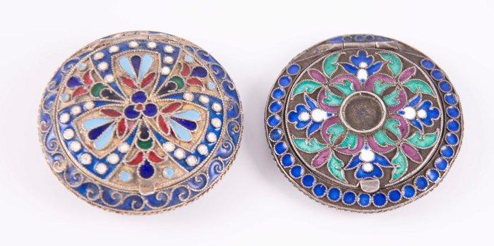 Russian Enamel Silver - Doos - Zilver, Emaille, Antiek en Kunst, Antiek | Zilver en Goud