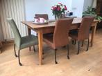 Set van 6 leren eetkamerstoelen - met wieltjes - diverse, Ophalen of Verzenden, Nieuw, Eén
