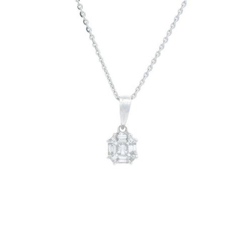 Ketting met hanger - 18 karaat Witgoud -  0.30ct. tw., Handtassen en Accessoires, Antieke sieraden