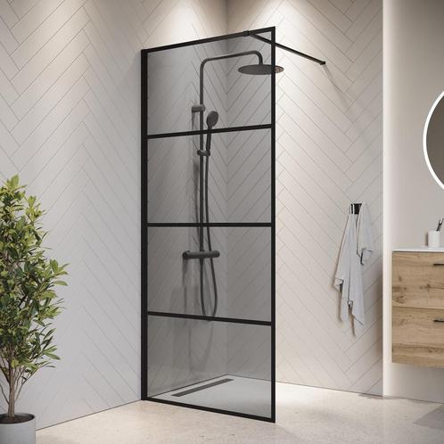 Douchewand Essos 100 x 200 cm Zwart – Inloopdouche 8 mm, Doe-het-zelf en Bouw, Sanitair, Nieuw, Verzenden