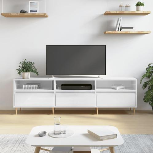 vidaXL Meuble TV blanc brillant 150x30x44,5 cm bois, Maison & Meubles, Armoires | Mobilier de télévision, Neuf, Envoi