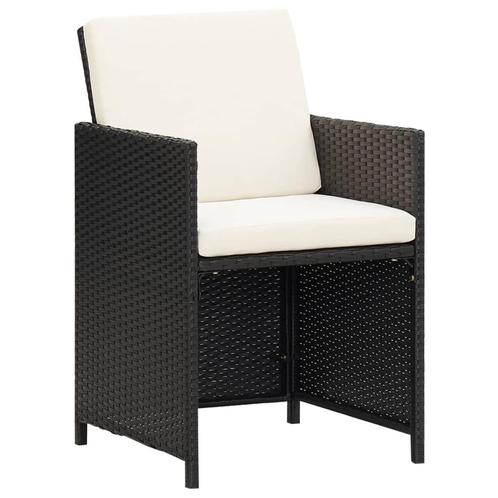 vidaXL Tuinstoelen 2 st met kussens poly rattan zwart, Tuin en Terras, Tuinstoelen, Nieuw, Verzenden