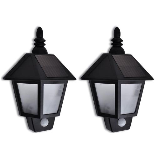 vidaXL Wandlamp solar met bewegingsensor 2 st, Tuin en Terras, Buitenverlichting, Nieuw, Verzenden