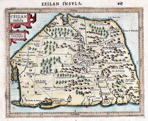 Asie - Sri Lanka; J. Hondius / Mercator - Ceilan Insula -, Boeken, Atlassen en Landkaarten
