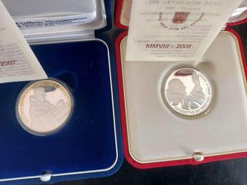 Vaticaan. 5 Euro 2007/2008 (2 monete) Proof (Zonder, Postzegels en Munten