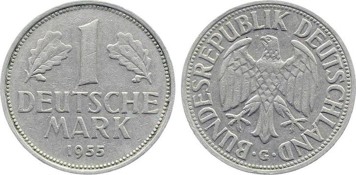 Duitsland 1 Dm 1955 G ss/vz mit Punkt! J 385 1 Mark, Postzegels en Munten, Munten | Europa | Niet-Euromunten, België, Verzenden