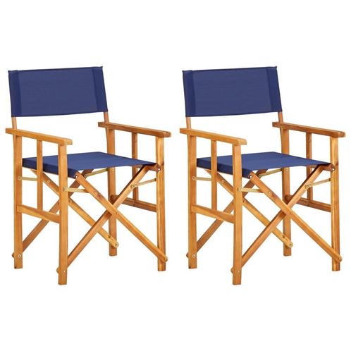 vidaXL Regisseursstoelen 2 st massief acaciahout blauw, Tuin en Terras, Tuinstoelen, Nieuw, Verzenden