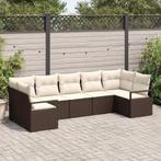 vidaXL Tuinbank Set 7 pcs Bruin Poly rattan, Verzenden, Nieuw