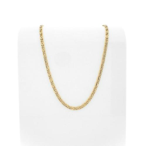 Gouden scroll schakel ketting; Midas | 47 cm, Handtassen en Accessoires, Kettingen, Overige kleuren, Gebruikt, Goud, Ophalen of Verzenden