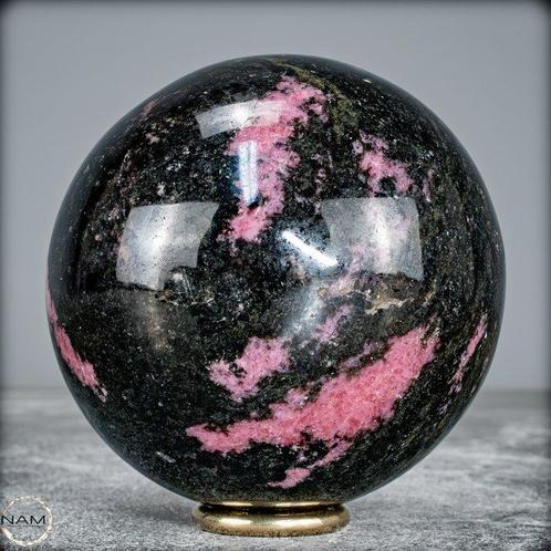 Rhodonite naturelle de première qualité Sphère- 871.66 g, Verzamelen, Mineralen en Fossielen