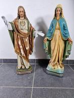 Twee grote religieuze beelden - Heilig Hart van Jezus en, Antiek en Kunst