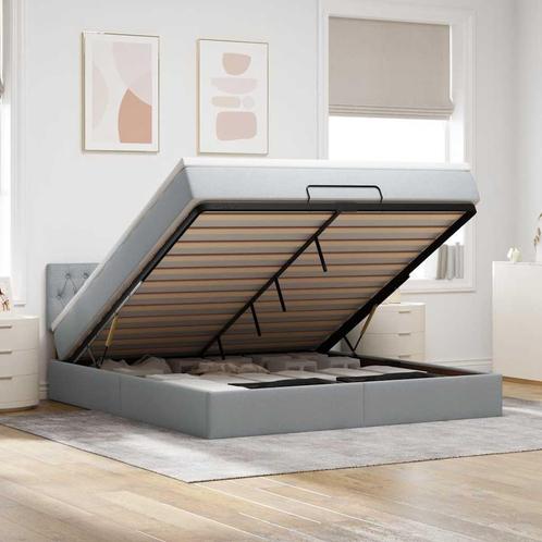 vidaXL Bed met matras 160x200 cm stof lichtgrijs, Huis en Inrichting, Slaapkamer | Bedden, Nieuw, Verzenden